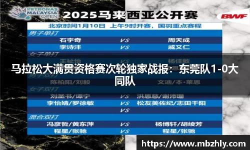 马拉松大满贯资格赛次轮独家战报：东莞队1-0大同队